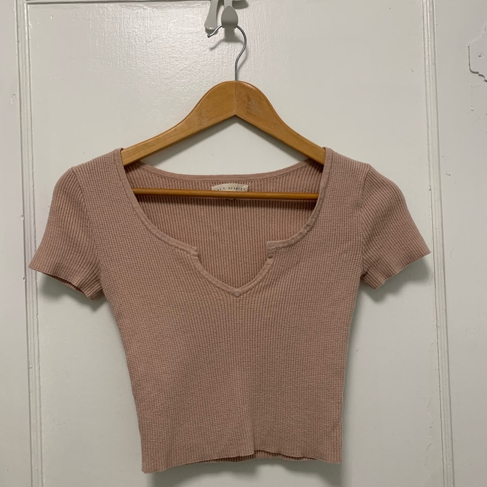 Blush Pink Cropped Sweater Shirt